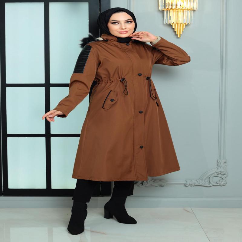 Garni Detailed Coat Tan 10386
