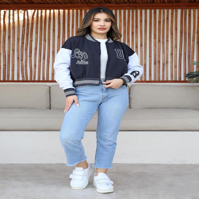 Ribbed Zippered Jacket Black 6090