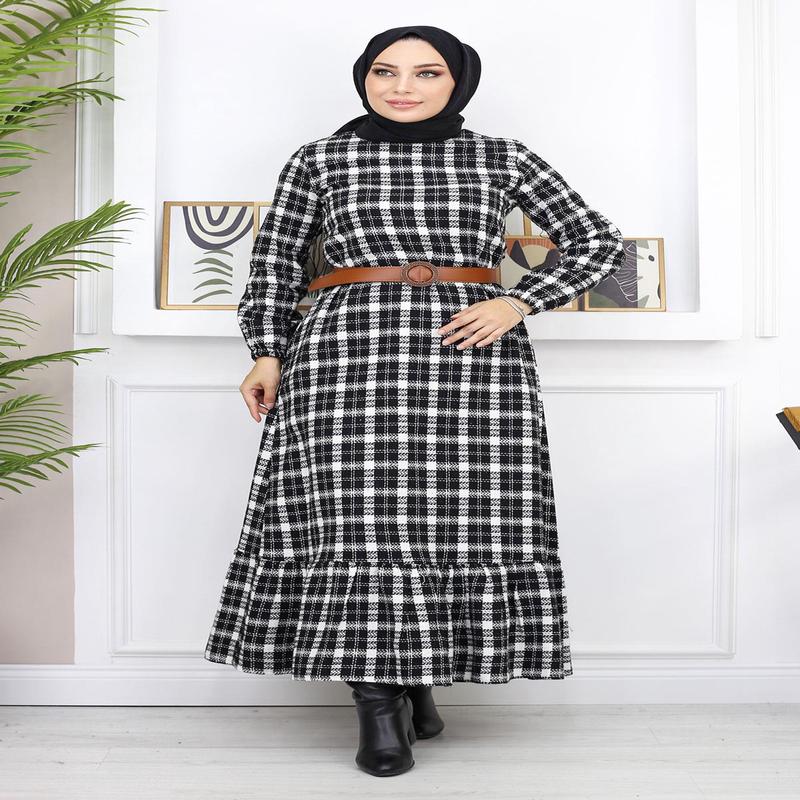 Ruffled Hijab Dress Black 19165