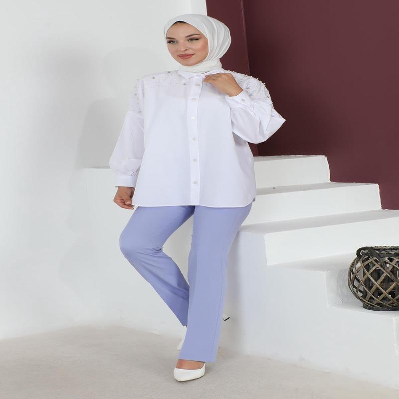 Striped Detailed Pants Baby Blue 6078