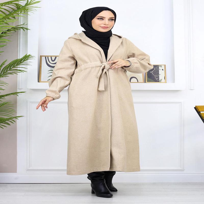 Tied Front Cashmere Coat Beige 19169