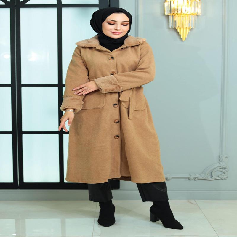 Fur Detailed Cashmere Coat Mink 19175