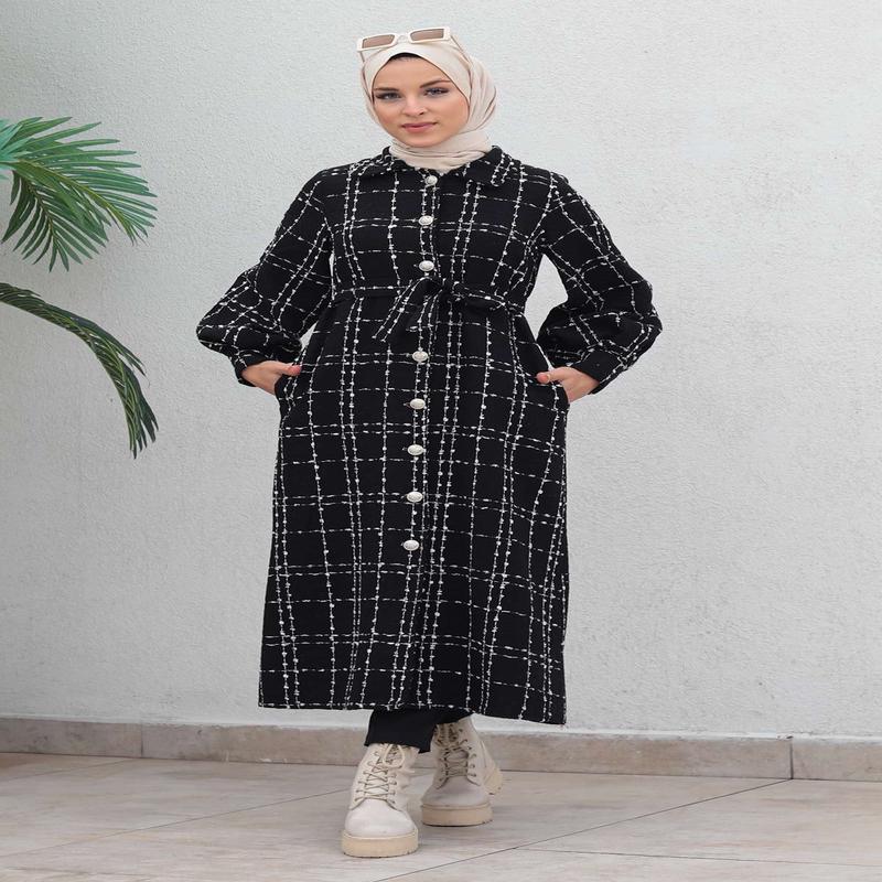 Buttoned Cashmere Coat Black 19600