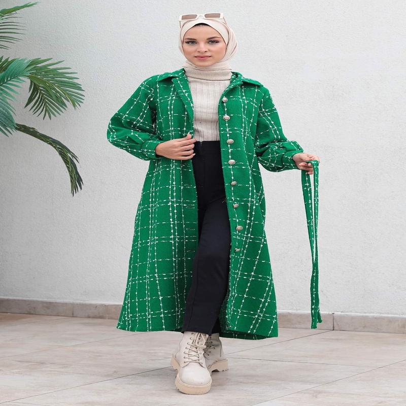 Buttoned Cashmere Coat Green 19600