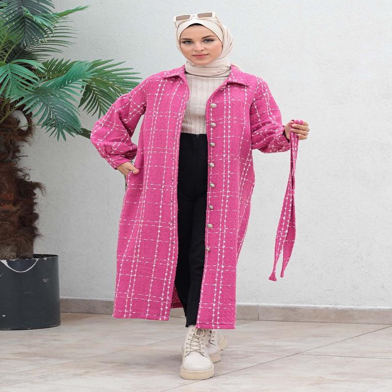 Buttoned Cashmere Coat Pink 19600