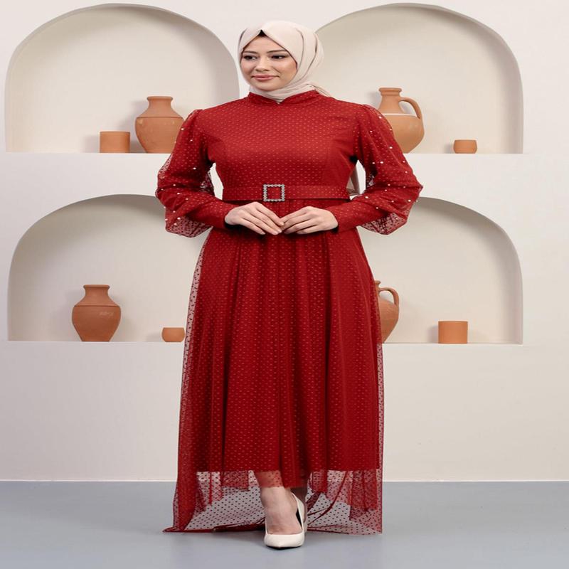 Tulle Evening Dress With Stone Belt, Tile 12242