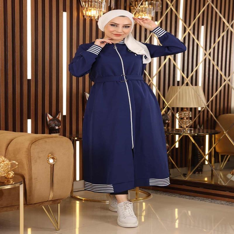 Zippered Hooded Abaya Indigo 19126