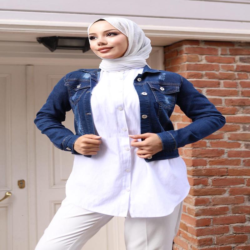 Buttoned Denim Jacket Dark Denim 6027