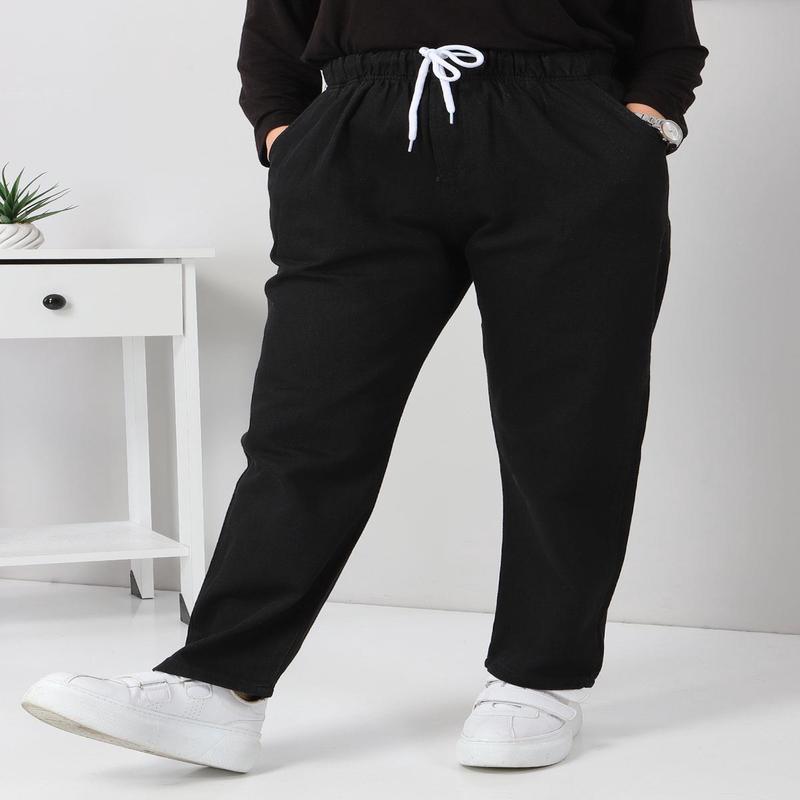 Elastic Waist Boyfriend Jeans Black 5998