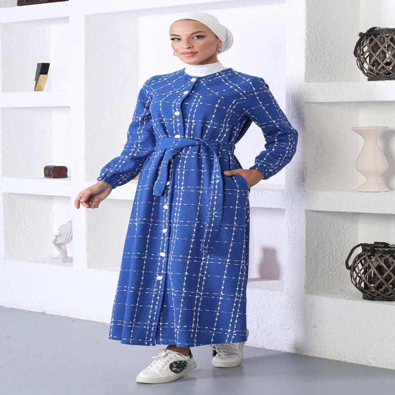 Buttoned Cashmere Coat Blue 10295