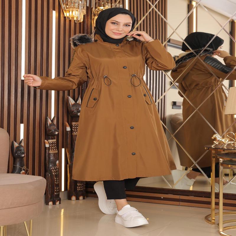 Garni Detailed Coat Tan 10385