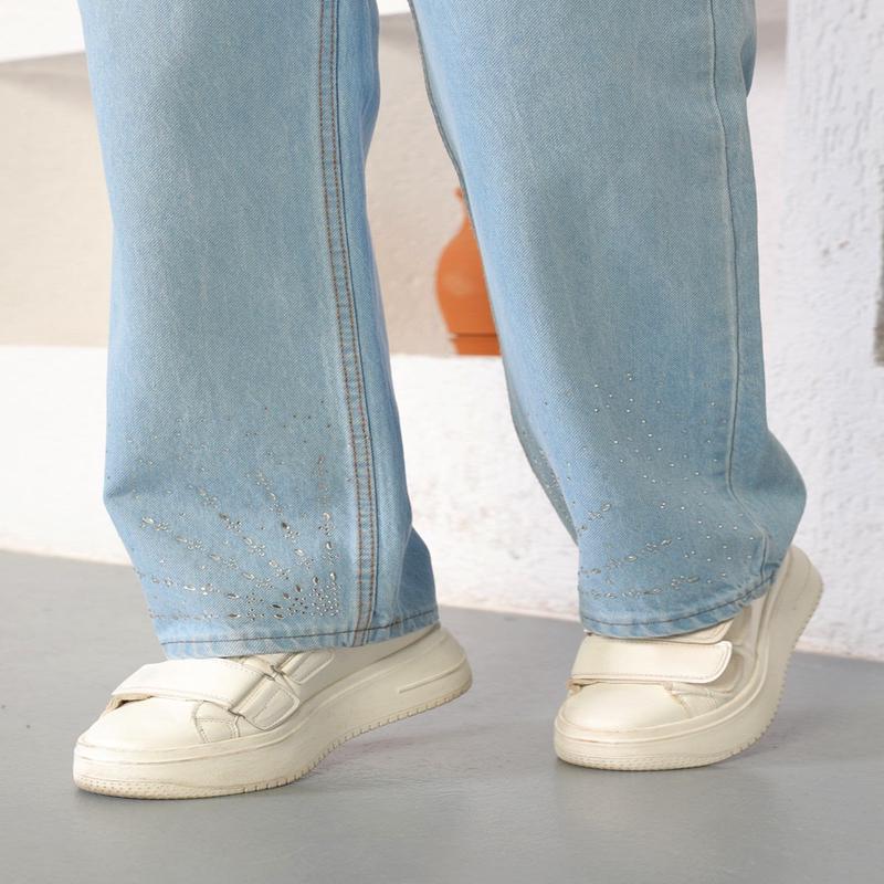 Stone Detailed Jeans Light Denim 6043