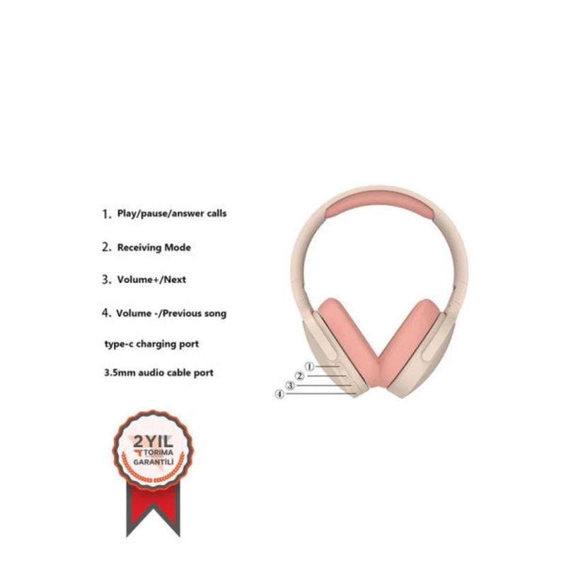 Torima P2961 Pink On-Ear Wireless Bluetooth Headset Pink