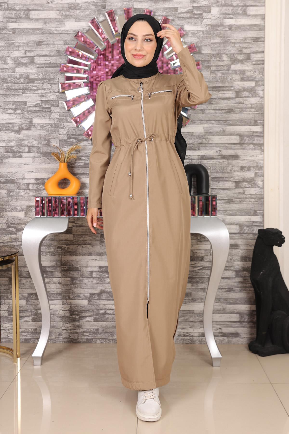 Zippered Abaya Mink 10012
