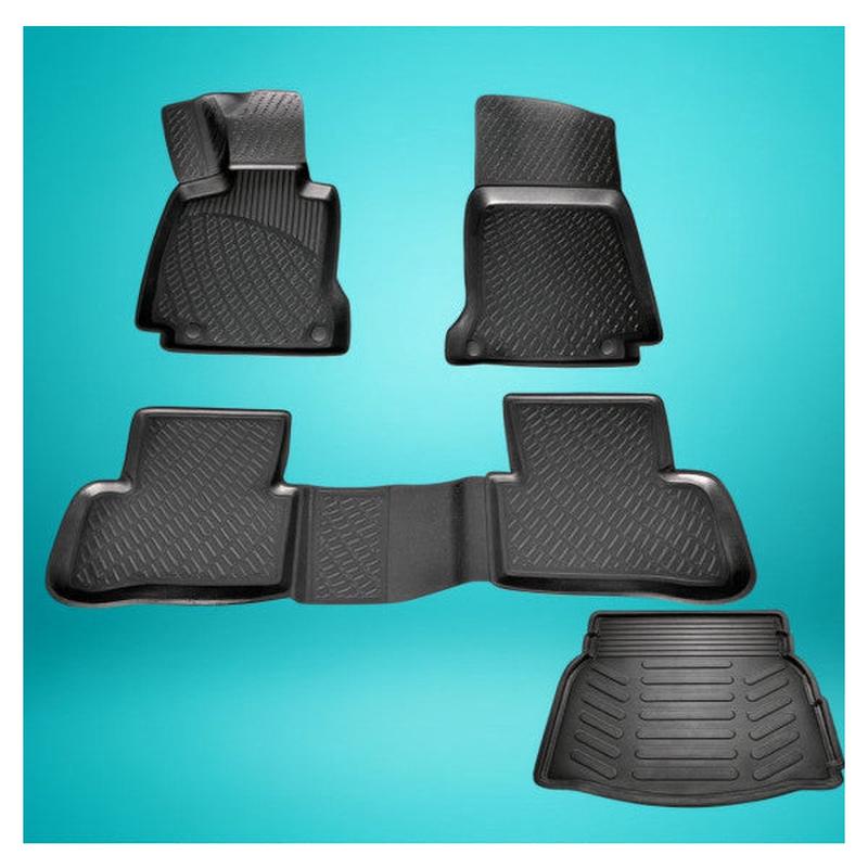 Audi A4 3D Mat + Trunk Mat Set Black Sedan 2015-2020