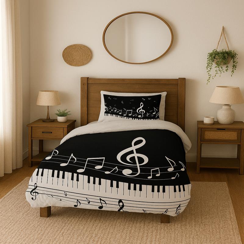 Music 3D Digital Printing Single Duvet Cover Set | Duvet Cover And 1 Pcs Pillowcase | Bedding Set, Bedroom Decor