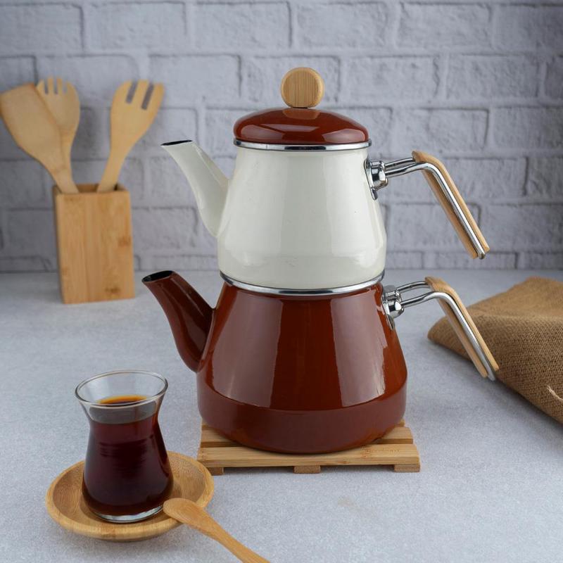 Lumino - Bamboo Handle Teapot Set Brown