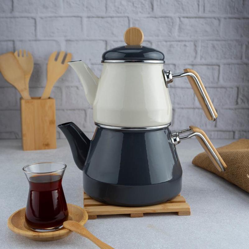 Lumino - Bamboo Handle Teapot Set Gray