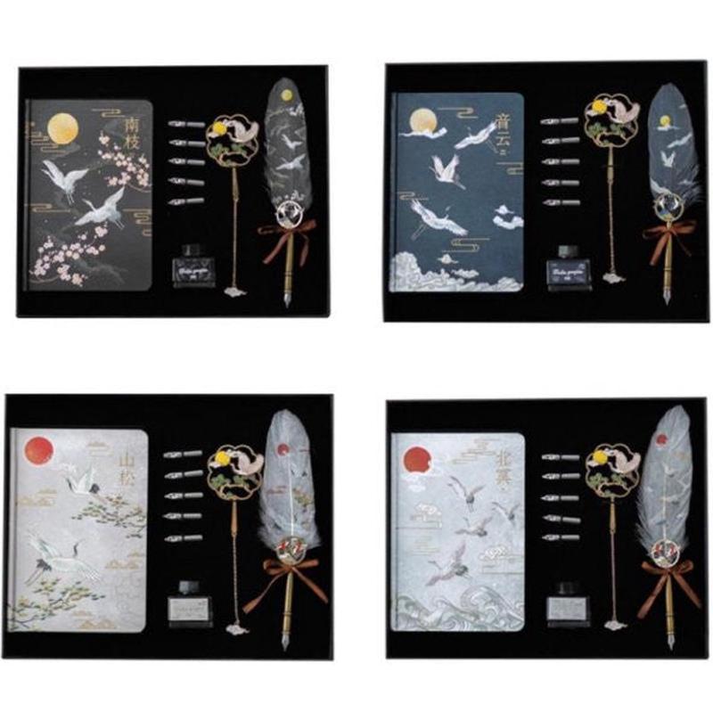 Feather Dip Pen Ink Seal Spoon Set Of 10 Brass Cren Bird