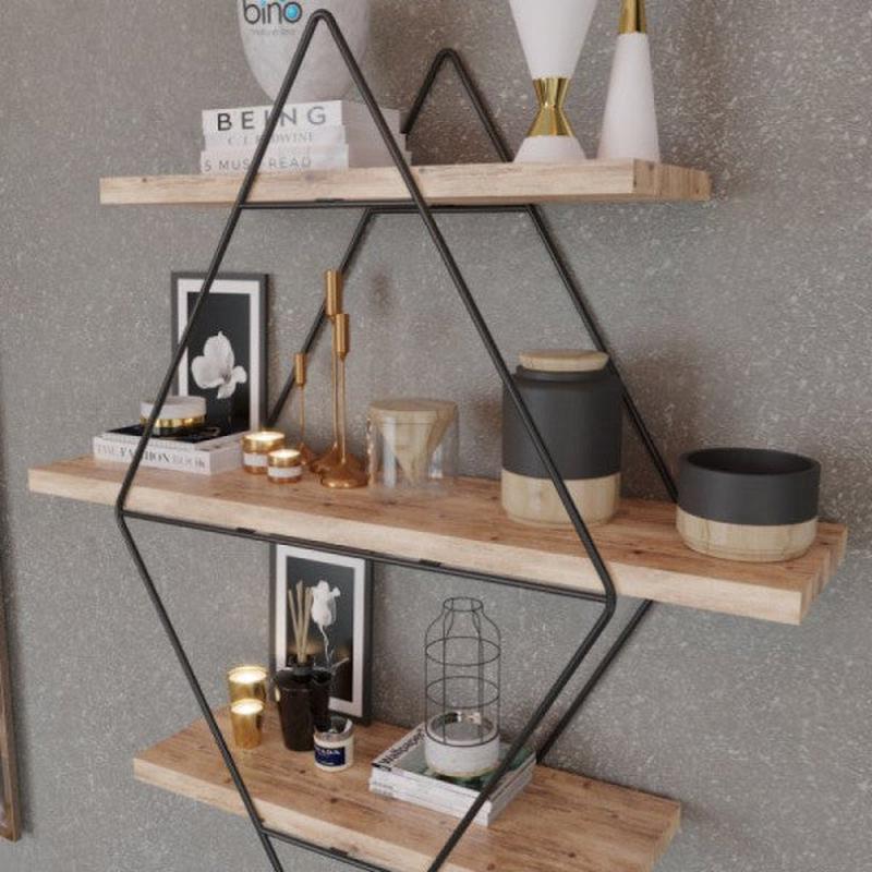 Bino Black Large Prism Wall Shelf Kitchen Bathroom Shelf Bookshelf