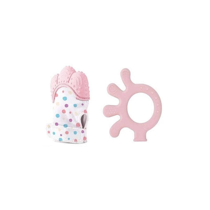 Babyjem 2-Piece Teething Set Teether Glove Teether Octopus Pink