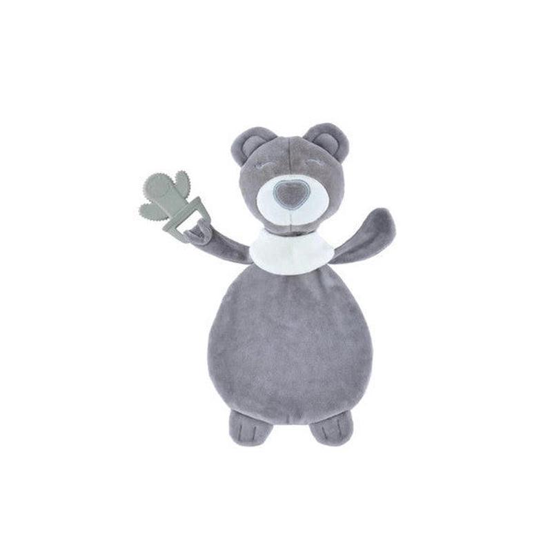 Babyjem Gray Plain Head Pillow + Sleepy Bear With Teether Gray