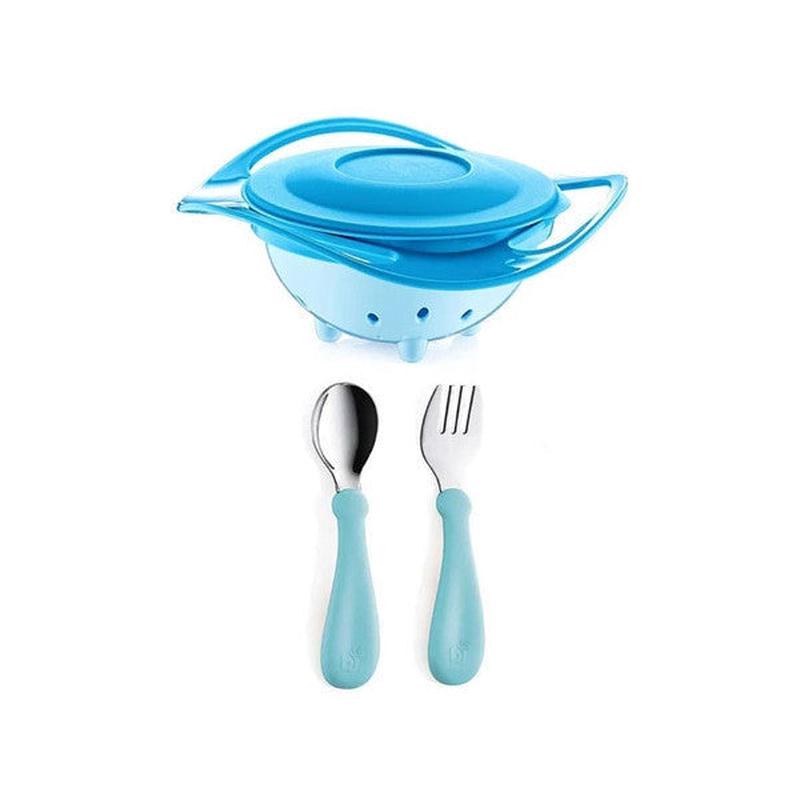 Babyjem Non-Spillable Plate Blue Stainless Steel Cutlery Set