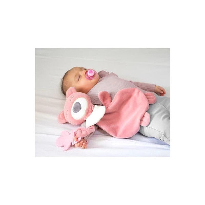 Babyjem Sleepy Teddy Bear With Teether, Dusty Rose