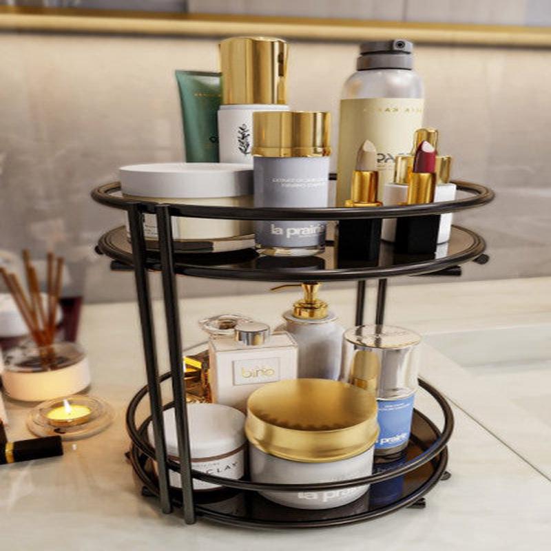 Bino Bathroom Cosmetic Jewelry Organizer Multi-Purpose Organizer 2-Tier Serving Tray for Treats
