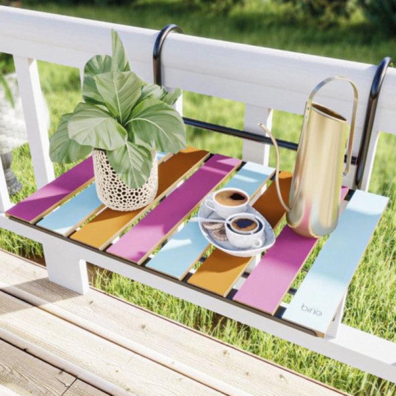 Bino Folding Table Balcony Patio Kitchen Table Hanging Camping Table Height Adjustable Garden Table