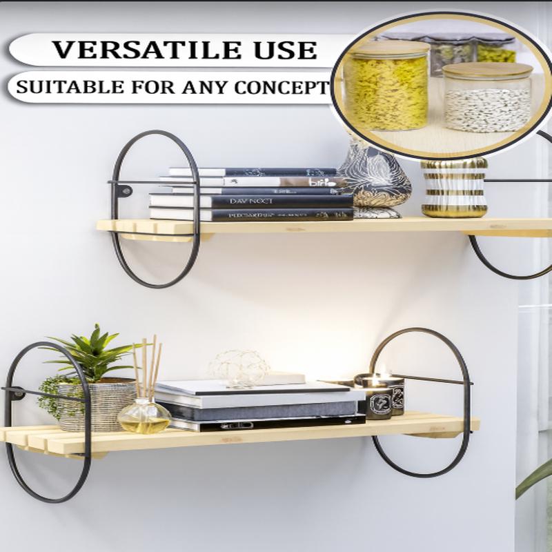 Bino Wall Shelf 2 Pieces Bookshelf Solid Wood Living Room Bathroom Kitchen Shelf Decorative Shelf Matte Black