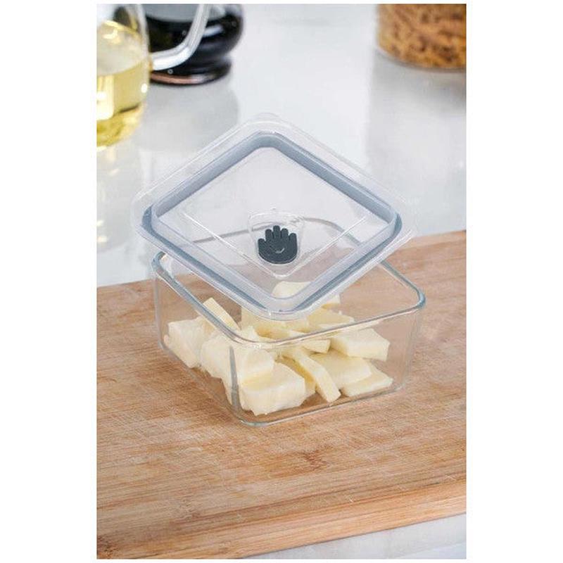 Acar Ysh-012135 Olivya 2 Pieces Square Vacuum Glass Storage Container - 0.45 Lt