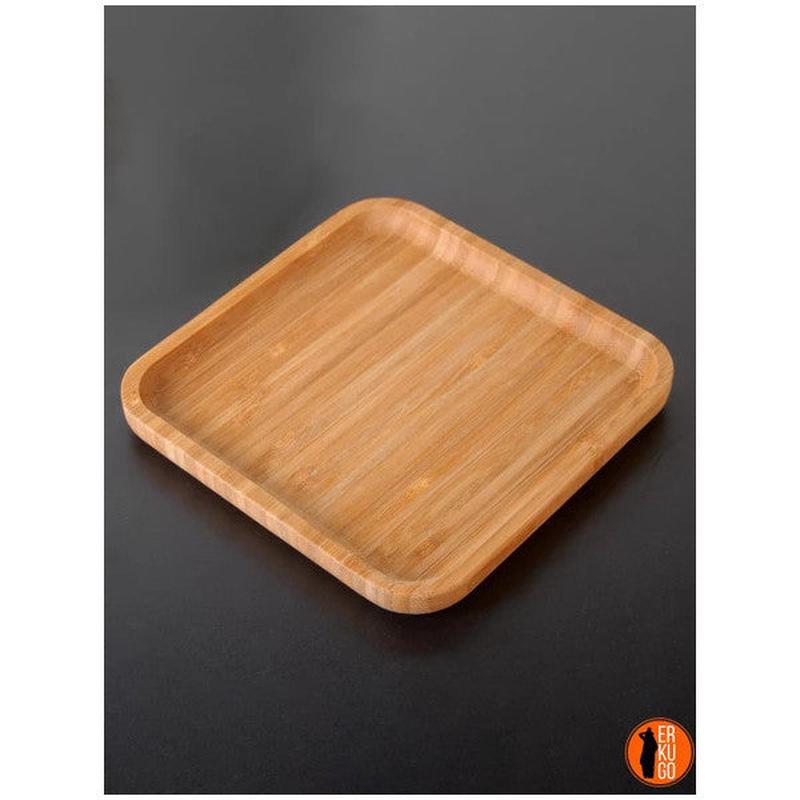 4 Pieces Bamboo Square Serving Plate, Presentation Set (25X25 Cm)