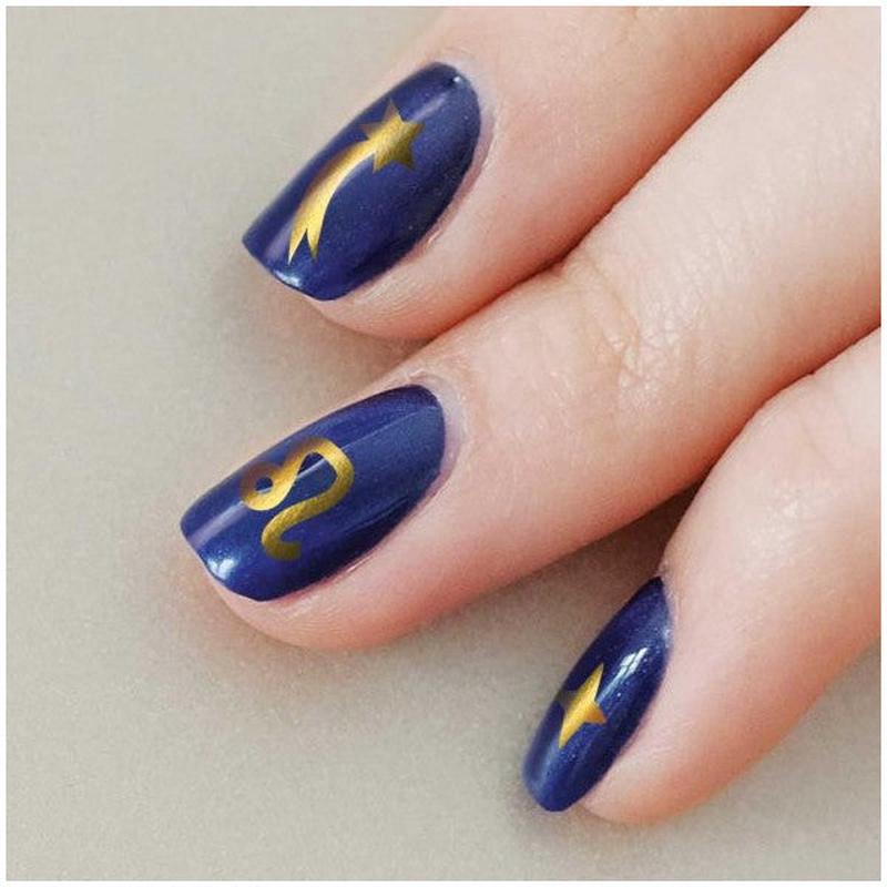 Zodiac Signs Metallic Nail Sticker, Nail Art