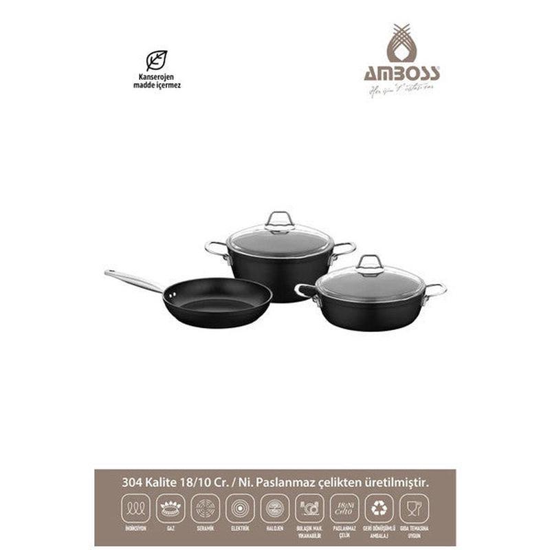 Titania 5 Piece Non-Stick Titanium Coated 24 Cm Pots And Pans Set