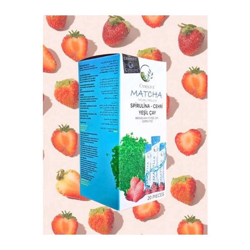 Matcha Detox. Matcha Strawberry Spirulina Green Tea Bromelain 20 Pieces