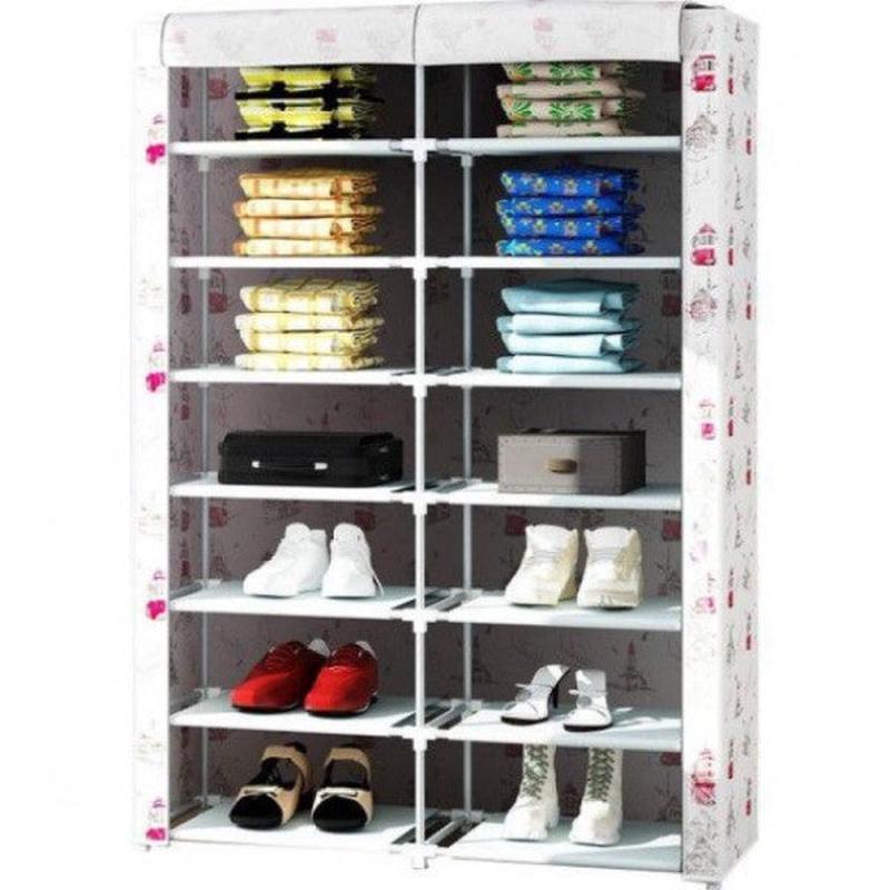 2 Compartment Plastic Cloth Wardrobe, Cloth Shoe Rack - stanbul Tema
