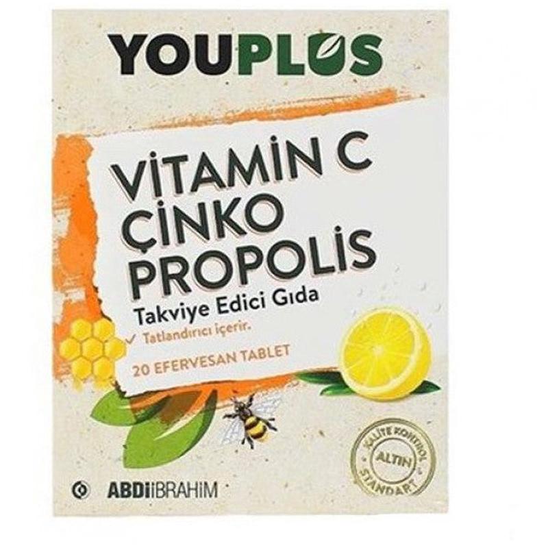Youplus Vitamin C Zinc Propolis 20 Effervescent Tablets