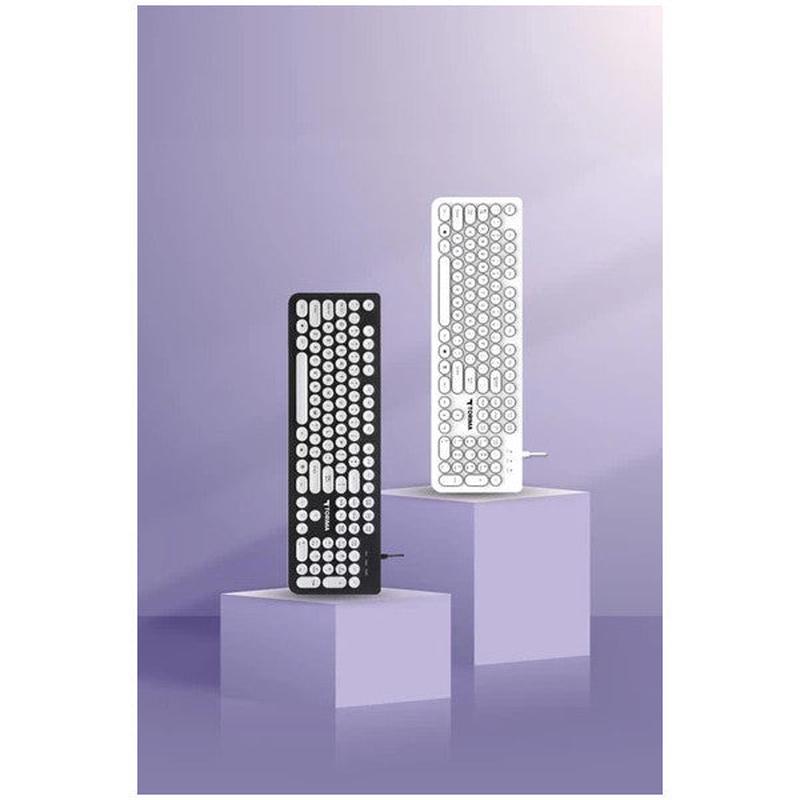 Torima Tk-09 Black+White Retro Typewriter Look Wired Q Keyboard