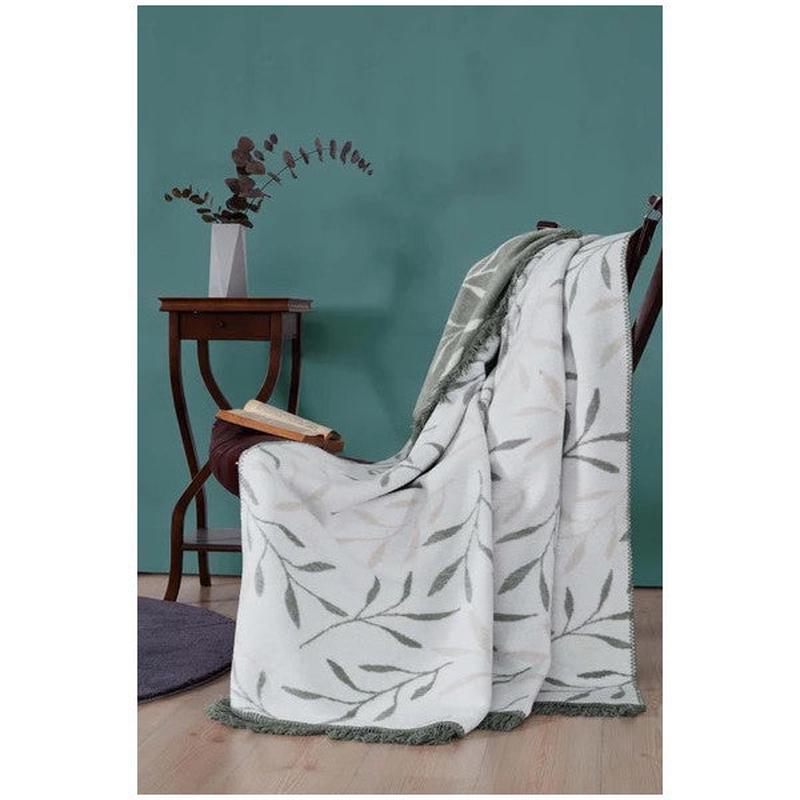 Crocus Single Cotton Blanket Green-Beige