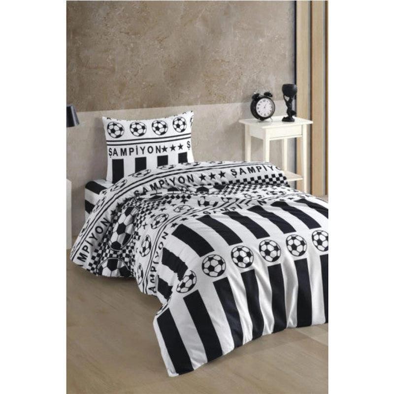 Black And White Fan Patterned Double Duvet Cover Set