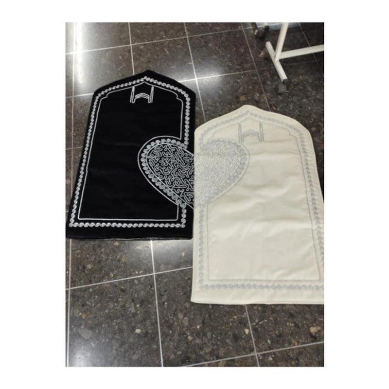 eyizdiyar Love Velvet 2-Piece Prayer Rug Set Silver