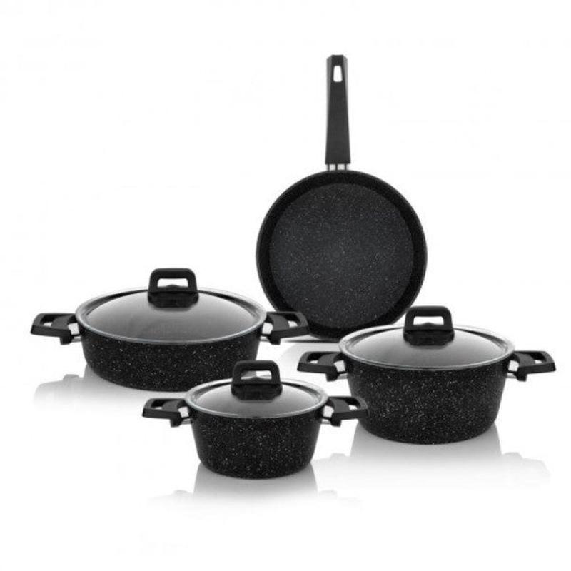 Schafer Rock Granite Fireproof Non-Stick 7 Piece Black Cookware Set