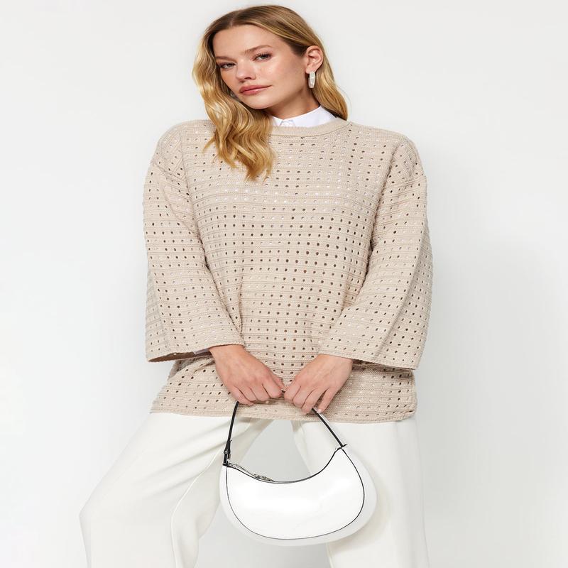 Modest Women's Dark Blue Ajour Long Sleeve Regular Fit Sweater