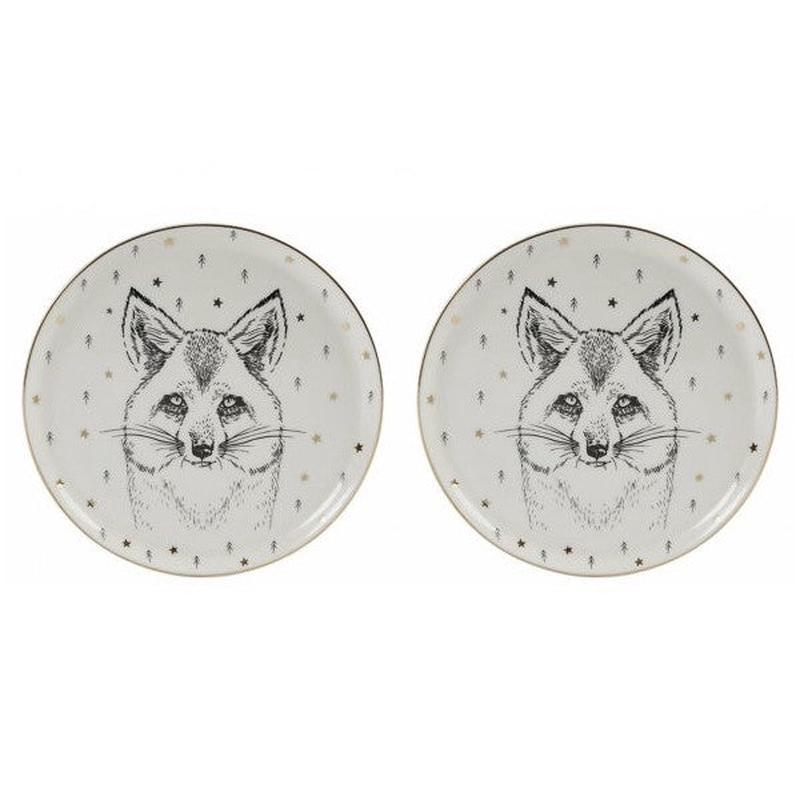 Porland Forest Fox Flat Plate 20cm Set of 2
