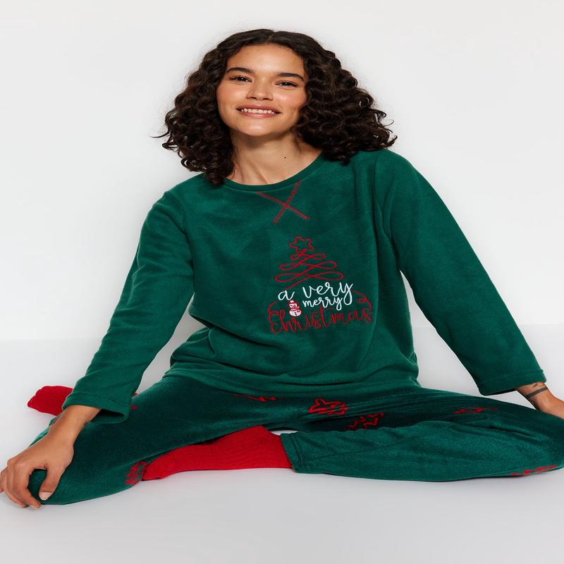 Women's Motto Long Sleeve Lounge/home Regular Pajama Set