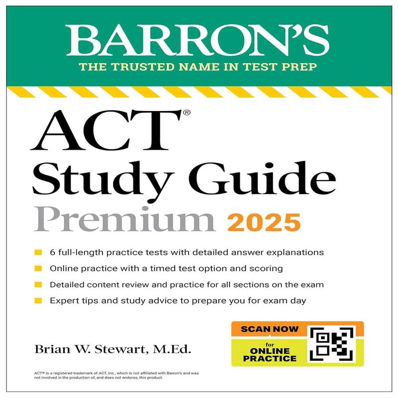 ACT Study Guide Premium, 2025: 6 Practice Tests + Comprehensive Review + Online Practice