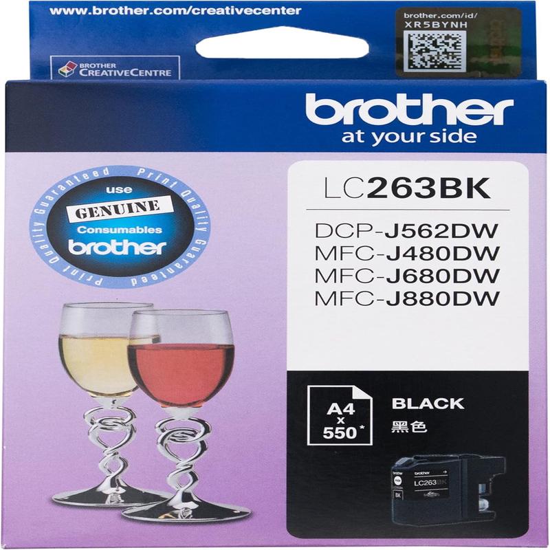 brother LC263BK Original Ink Cartridge Compatible with DCP/MFC Series, 550 pages, Black