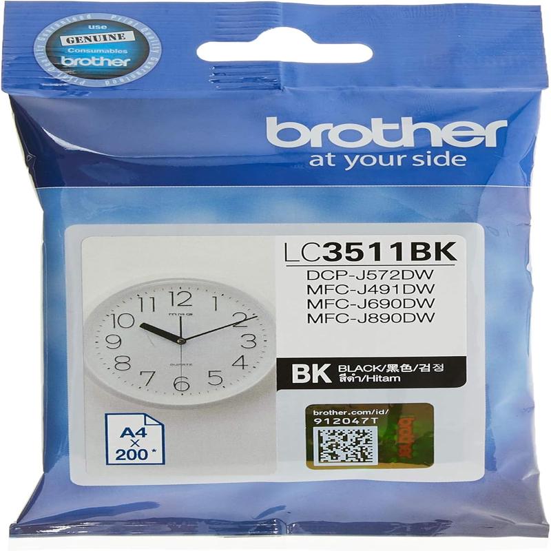 Brother LC3511BK Original Ink Cartridge Compatible with DCP/MFC Series, 200 Pages, Black