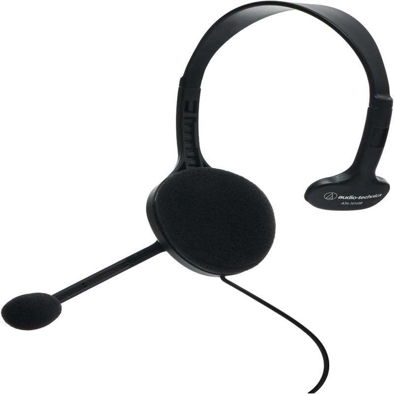 Audio-Technica ATH-101USB Single-Earpiece Anti-Microbial Headset, Black